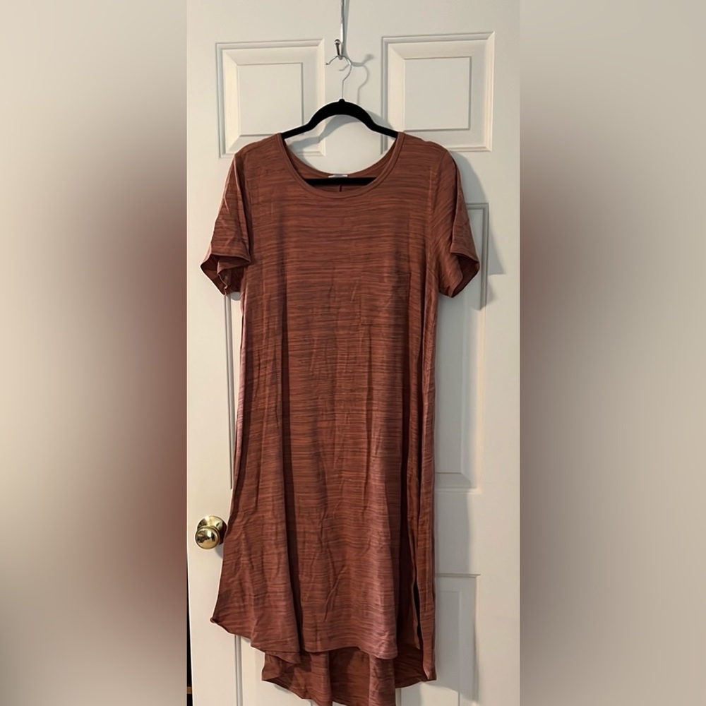 Lularoe XL Carly High Low Dark Peach Heathered Dress